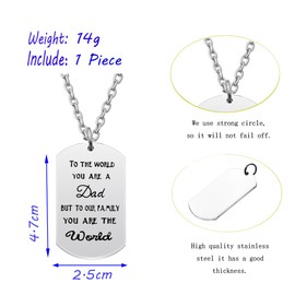 Pendant Necklace Father Day Gifts Dad Papa Key Holder To The World You Are A Dad But To Our Family You Are The World