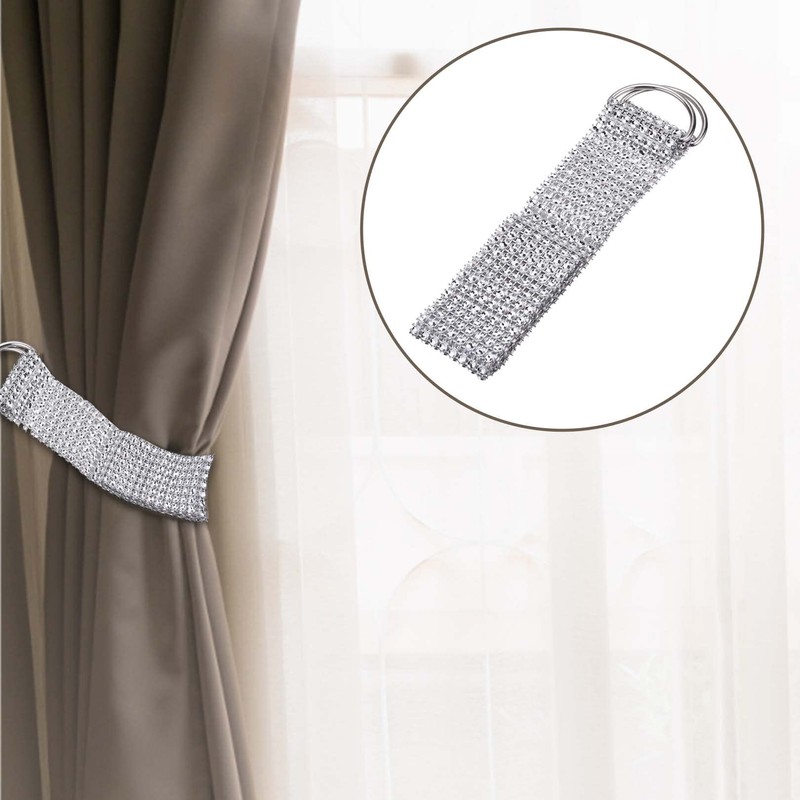 2pcs Crystal Rhinestone Diamond Curtain Tie Backs,Modern Simple Style Drape