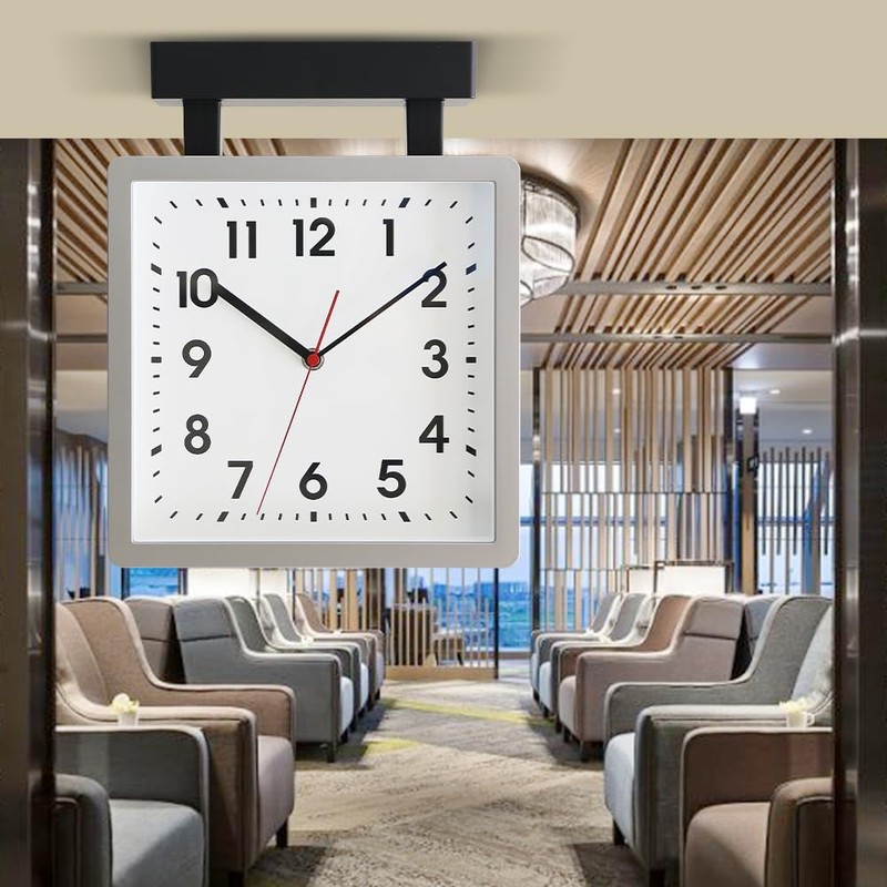 BESTIME 66295B Double Sided Plastic Wall Clock with Silver Frame.Simple