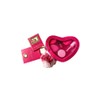 Heart-Shaped Cosmetic Bag Set with Fur Charm, Pink Beauty Organizer