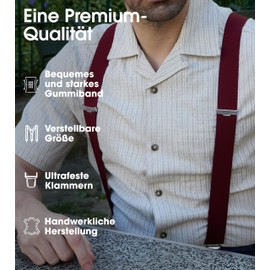 Pierrot Men's Trouser Braces, Wide and Vintage – Made in Germany/France – Adjustable Length up to 130 cm – 100% German and French - l