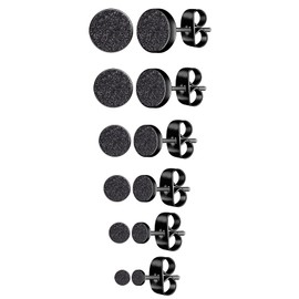 Feilok 6 Pairs Unisex Men's Stud Earrings Stainless Steel Women's Earrings Unisex Stud Earrings Set Ear Jewellery Cartilage Hoop Piercing Ear Piercing for Women Men 3/4/5/6/7/8 mm, Stainless Steel