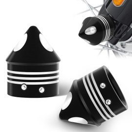 AEEAST Black Axle Caps, Front Alxe Nut Covers, Alxe Nut Caps CNC Cut Compatible for Harley Davidson Sportster Dyna Softail Street Tri Glide Road King Electra Fat Boy