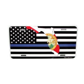 DIGIART INTERNATIONAL FLORIDA STATE AMERICAN TACTICAL FLAG THIN BLUE LINE FLAG METAL CAR LICENSE PLATE