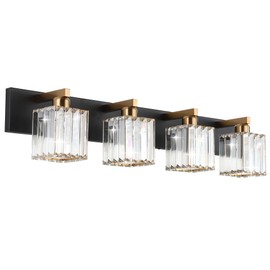 Aipsun Bathroom Vanity Light Fixtures Crystal Vanity Light for Bathroom 4 Light Modern Bathroom Vanity Lighting (Exclude Bulb)