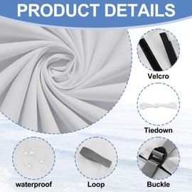 SATINIOR Sailboat Awning 96.06" x 100" 600D Gray Heavy Duty Waterproof Marine Sun Shade Sail Cover 34.06" Side Opening with Invisible Tape Fixing Rope for Boom or Cockpit UV Protection