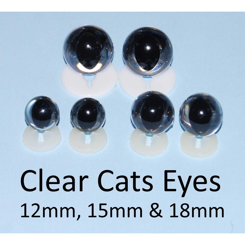 celloexpress CATS Clear 12mm Eyes with Plastic Backs - Safety