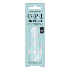 OPI On Point Suzi Without a Paddle | Short Round Light Pastel Blue Press On Nails | With Nail Glue | Long Lasting, Reusable, Non-damaging