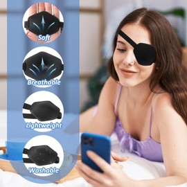 Tyqour 2pcs 3D Medical Eye Patch, Adjustable Eyepatch for Adults, Pirate Medical Eye Patches for Adults Kids Left or Right Eyes, Eye Patch for Lazy Eye