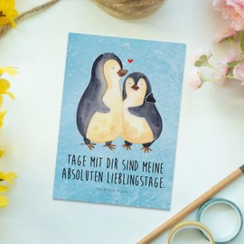 Mr. & Mrs. Panda Postcard Penguin Hugging - Gift, Hug, Wedding Anniversary, Postcards, Invitation, Invitation, Birthday, Love, Hug