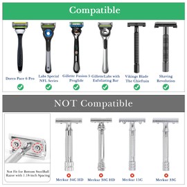 Linkidea Stainless Steel Safety Razor Stand, Men's Travel Shaving Razor Holder, Compatible with Gillette Fusion 5 Long Handle Safety Razor (Black)