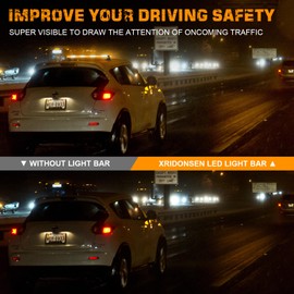 XRIDONSEN 37" 104 LED Roof Top Strobe Light Bar Amber White Emergency Traffic Advisor Lights Double Side Warning Safety Flashing w/Magnetic Mount for Construction Vehicles Plow Trucks Pickup Wrecker