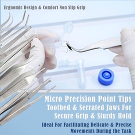 A2Z 8 Entomology Forceps, Micro Precision & Tooth Tip Tweezers, Butterfly Specimen Handling Tools for Classroom Teaching,Specimen Collecting & Taxidermy Field Research & Lab Use - Gift for Naturalists
