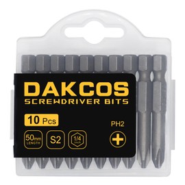 DAKCOS PH2 Torx Bit, 10PCS Impact Driver Bits, 1/4" Screwdriver Bit Sets, Premium S2 Alloy Steel Bits, 50mm Long