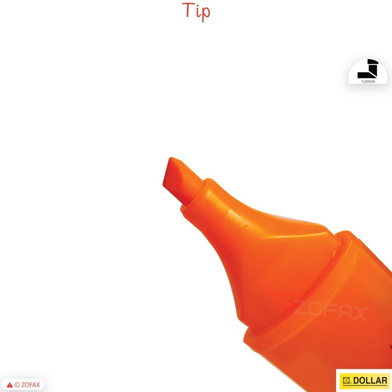 DOLLAR NeoGrip Highlighter Pens, ORANGE, Pack of 5, Chisel Tip