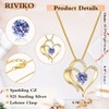 RIVIKO Love Heart Necklace For Women 925 Sterling Silver Gold