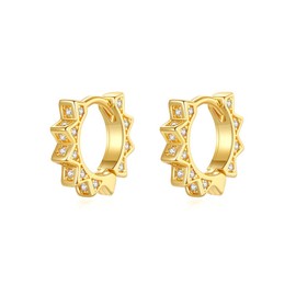 Geometry Cubic Zirconia Small Cartilage Earrings for Women Minimalist Circle Huggie Hoops Earrings Tiny Square Rhinestone Round Statement Earrings Dainty Ear Jewelry