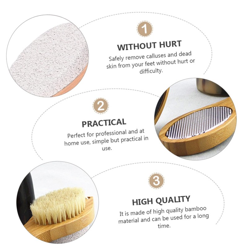 FRCOLOR Bamboo Material Foot Scraper Dead Skin Remover Foot File