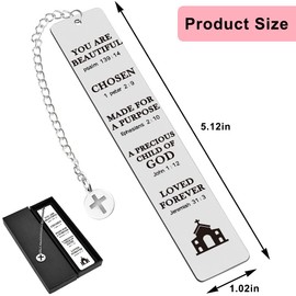 Quimoy Bible Verse Metal Bookmark,Christening Bookmarks Gift for Women,Inspirational for Women,Men,Baptism Gift,Birthday Gift for Teen Girls