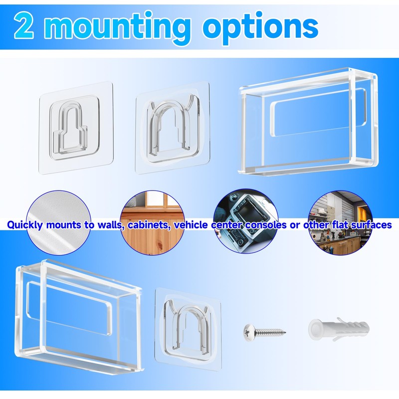 Acrylic Garage Door Opener Holder, Wall Mount Clear Case for