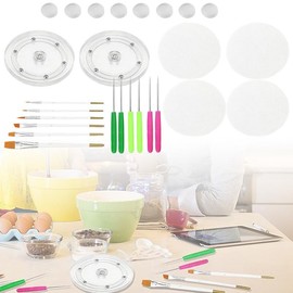 Cookie Decorating Supplies Set Inludes 2 Acrylic Cookie Turntable 6 Cookie Scribe Needle 4 Silicone Mesh Mats 6 Cookie Decoration Brushes 8 Rubber Feet Bumpers for Gift Holiday Easter Valentine