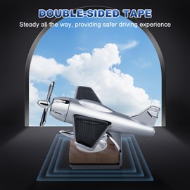 Airplane Car Diffuser: Solar Airplane Car Fragrance - Silver Car Essential Oil Diffuser with Wooden Base Desk Ornaments Decoration for Office Home New Year Gift Silver (Without Perfume)