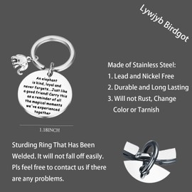 Lywjyb Birdgot Elephant Keychain Elephant Lovers Gifts for Friend Best Friend Long Distance Relationship Gifts Elephant for Graduate BFF Thank You Gifts (elephant is kind CA)