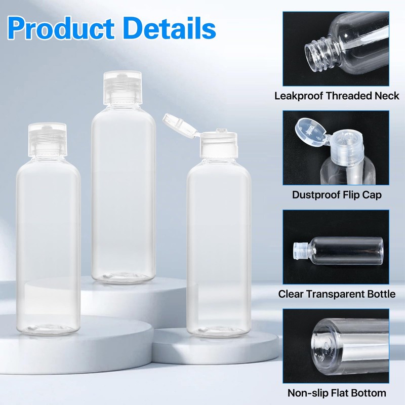 Lainballow 50 Pcs 3.4oz/100ml Plastic Travel Bottles, Leakproof Travel Bottles