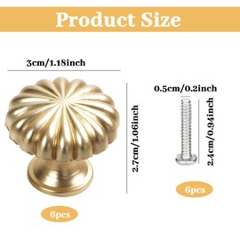 TUBAWD 6 Pack Gold Drawer Knobs, Gold Handles, Golden Knobs for Drawers | Elegant Copper Brushed Cabinet Pulls with Screws for Wardrobes, Cupboards, and Furniture