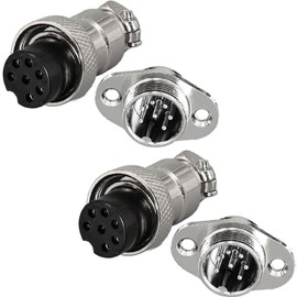 RUNCCI-YUN GX16 7-Pin Aviation Plug, Circular Metal Aviation Plug, M16 Diamond Flange GX16 Male Female Connector 7-Pin Panel Mounting Cable Connector Pack of 2