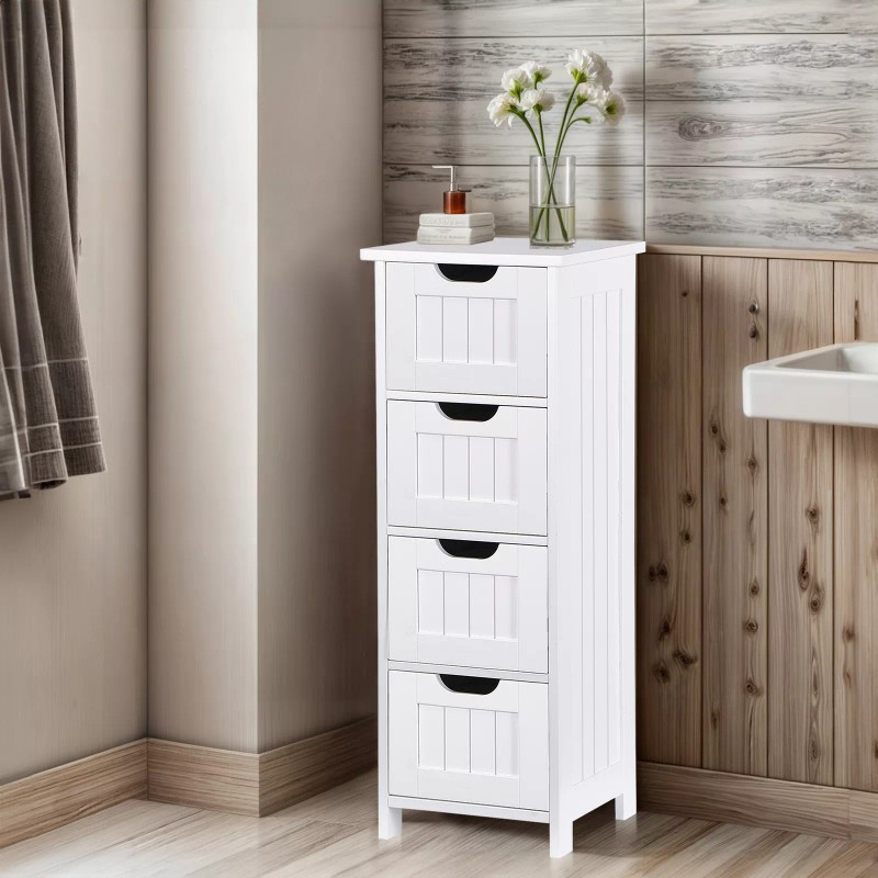 SEGAWE Bathroom Floor Storage Cabinet Freestanding Wooden Side Organizer with