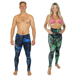 MAKO Spearguns Rash Guard Pants for Men and Women | Unisex Dive Skin Pants for Spearfishing | Includes Ankle Straps | Large | Green