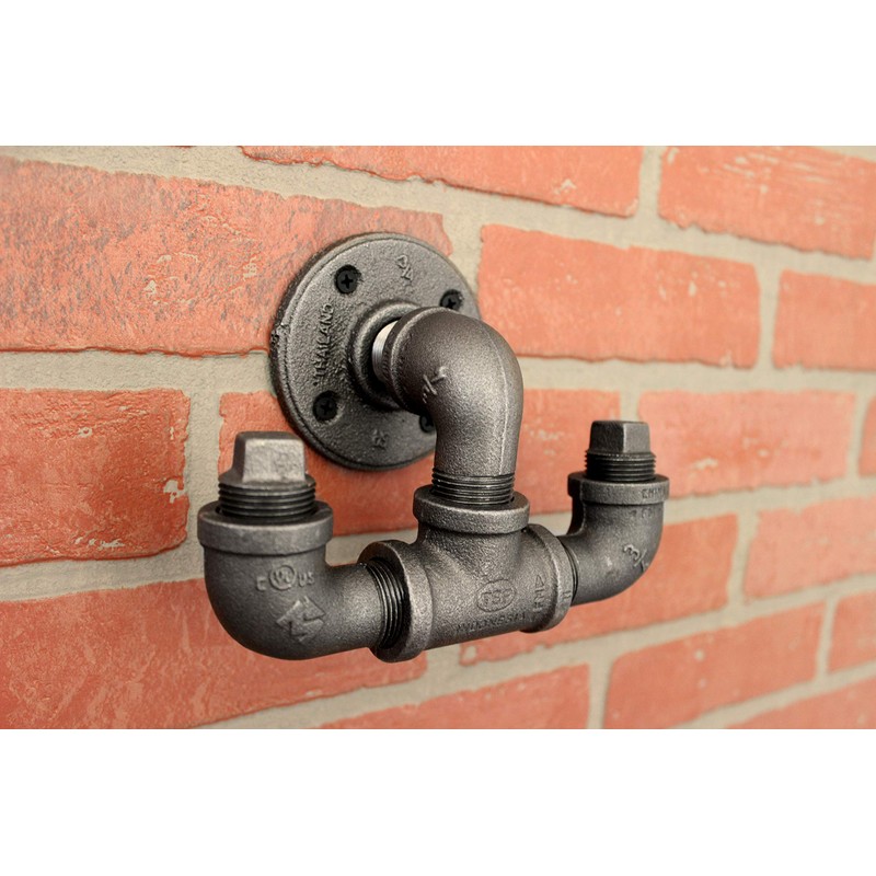 Industrial Pipe Hooks - Black pipe coat hook, towel hook,