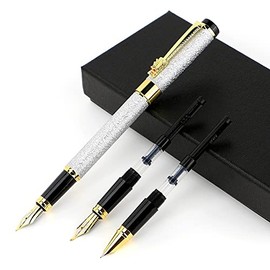 Juego de pluma estilográfica,Pluma estilográfica ultra elegante,Punta de iridio,Incluye 3 puntas de acero de diferentes espesores,diseño clásico,con