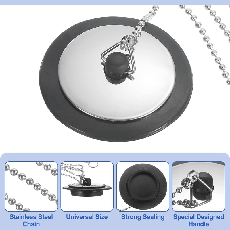 uxcell 1Set 1.69" Bathtub Drain Stopper, Universal Rubber Sink Plug