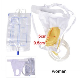 Urine Bag for Travel, Urine Bag for Women/Men, Portable Urine Bag with Pee Catheter Channel, 1000 ml, Reusable, for Elderly, Bedridden Patients with Urinary Incontinence (Female)