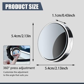 Zufoty 4Pcs Blind Spot Mirror, Convex Blind Spot Mirrors for Car, Suction Cup Car Convex Blind Spot Mirror, 360° Wide Angle Side Rear View Mirror with Powerful Adjustable, Car Accessories for Cars