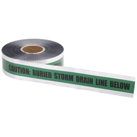 Mutual 17774 Polyethylene Underground Storm Drain Detectable Marking Tape, 1000' Length x 3" Width, Green