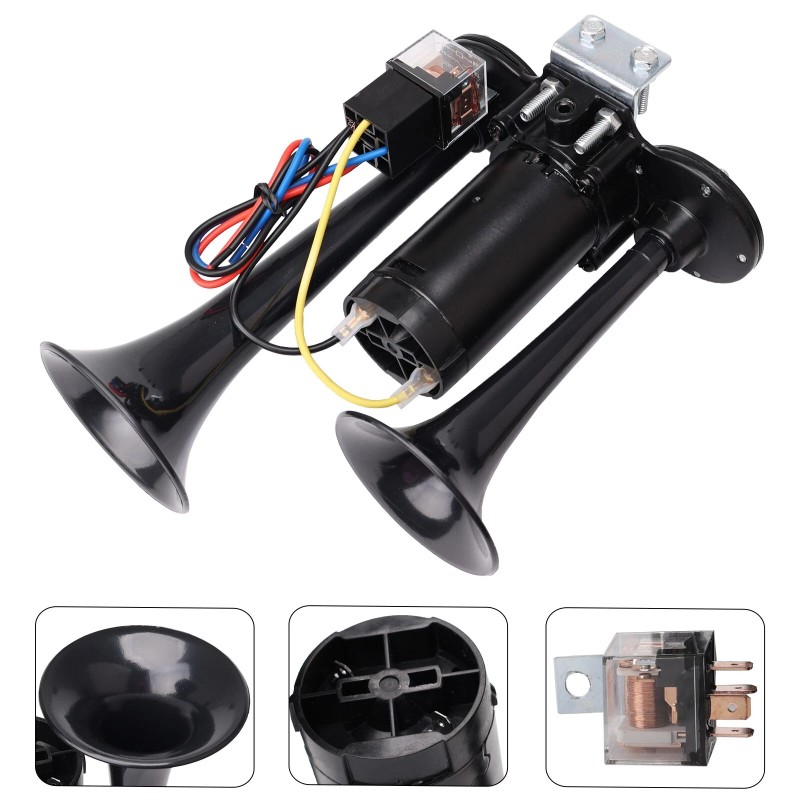 FARBIN Black air horn with button for truck trains, 12V