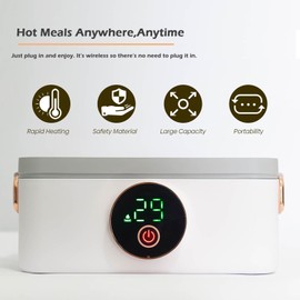 Portable Electric Lunch Box, 60W Cordless Portable Electric Self Heating Lunch Box, 16000mAh Rechargeable Cordless Heated Lunch Box, Car Truck Self Heating Lunch Box for Travel