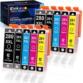E-Z Ink (TM) Compatible Ink Cartridge Replacement for Canon 280 281 PGI-280XXL CLI-281XXL Compatible with PIXMA TR7520 TR8520 TS6120 TS6220 TS6320 TS8120 TS9120 TS9521C TS702 Printer (10 Pack)