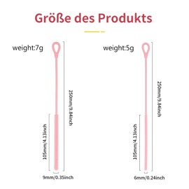 2 Stück Silikon Strohhalm Reinigungsbürste, 9.84in wiederverwendbarer Flaschenbürste mit Biegbarem Stahlkern, Weiche Strohhalm Bürste zum Reinigen von Glashalmen, strohhalme plastik, 9mm&6mm (Rosa)