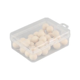 Samcos Wooden Thumb Tacks Push Pins Set of 35 with Case for Photo Fixing, Cork Board, Photo Walls, Maps, Stationery, Office Supplies, Multi-Purpose (Spherical Shape)