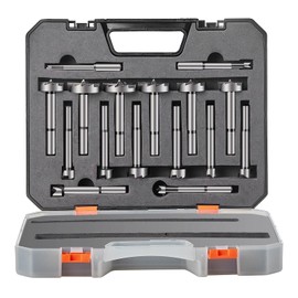 VEVOR Forstner Bit Set, 16 Pcs 1/4 inch to 1-5/8 inch, Carbon Steel Forstner Drill Bits Set, with Universal Shank, for Wood and Composite Board Drilling, Woodworking, Cabinet-Making and More