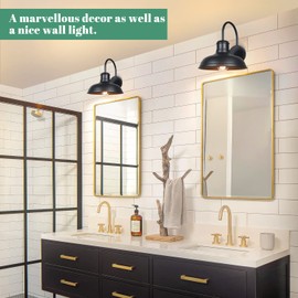 11" Outdoor Wall Lights, 2-Pack Black Wall Sconces Farmhouse Gooseneck Barn Lights for Porch, Anti-Rust Waterproof Exterior Wall Mount Light Fixture for Garage Frontdoor Entryway Bathroom Doorway