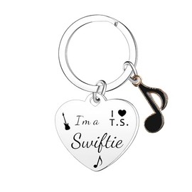 Ghloyza Music Fans Keyring Concert Gifts Cute Music Keychains Gifts for Fans Women Girls I Love T.S. Keepsake Present Song Fans Keyring Singer Keyring