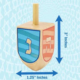 The Dreidel Company Let's Play Dreidel The Hanukkah Game 2 Multi Colored Extra Large Hand Painted Wood Dreidel (Style 3, Pack of 2)