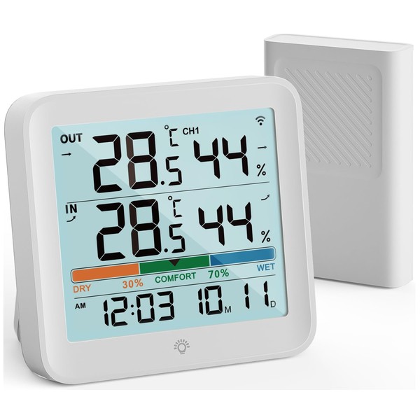 VOCOO Thermometer/Hygrometer, Digital Thermometer, Indoor/Outdoor, LCD Large Screen, High Accuracy,