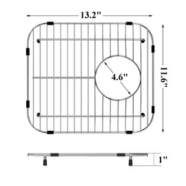 Homics Bottom of Sink Protector Rack, Stainless Steel 13.2"x11.6" Sink Grid Dish Drying Rack Grate with Rear Drain Hole 2 Packs