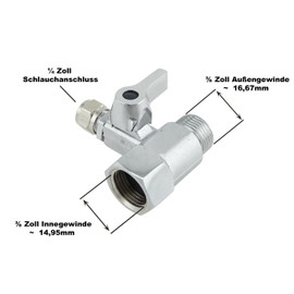 T-Piece 3/8 x 3/8 x 1/4 Inch Hose Water Connection with Stopcock Adapter for Connecting 2 Devices